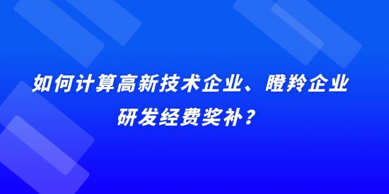 如何計算高新技術企業、瞪羚企業研發經費獎補？用實際例子說明