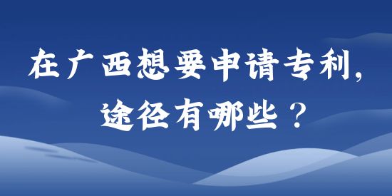 在廣西想要申請專利，途徑有哪些？