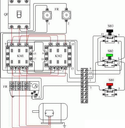 三廂異步電動機正反轉接線圖2 三廂異步電動機正反轉接線圖2